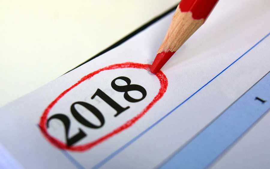 Kalender mit 2018 umkreist