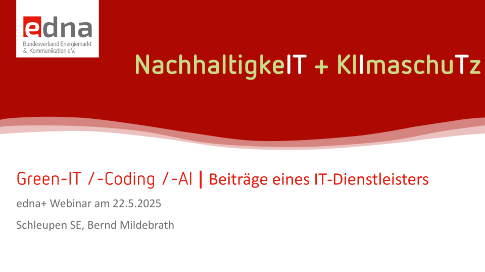 edna+ Webinar zum Thema green IT